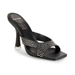 BLACK SUEDE STUDIO Black Charlie Embellished Leather Sandals Size 5.5 EU 35.5